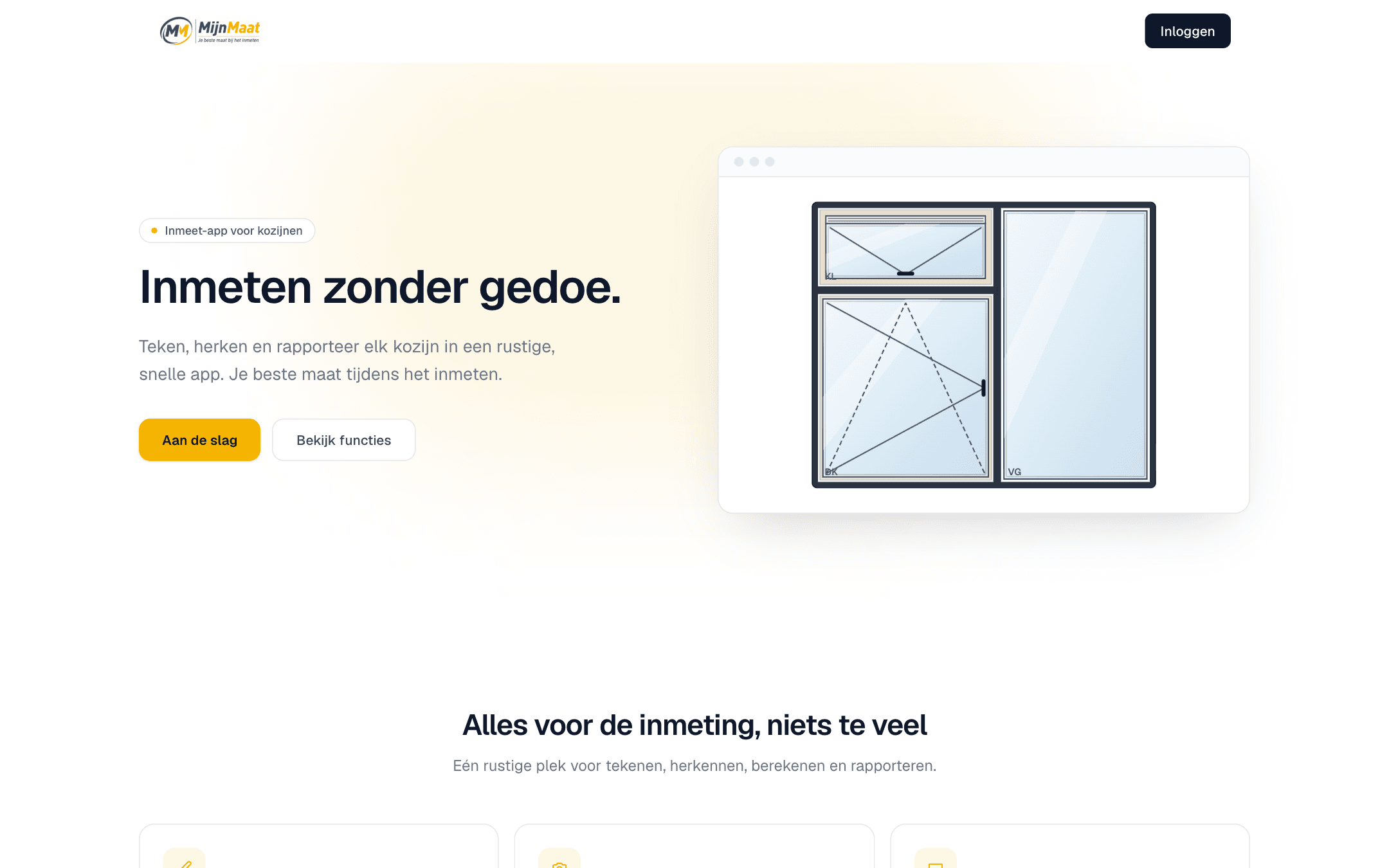 MijnMaat drawing a window frame with its real division of panes.