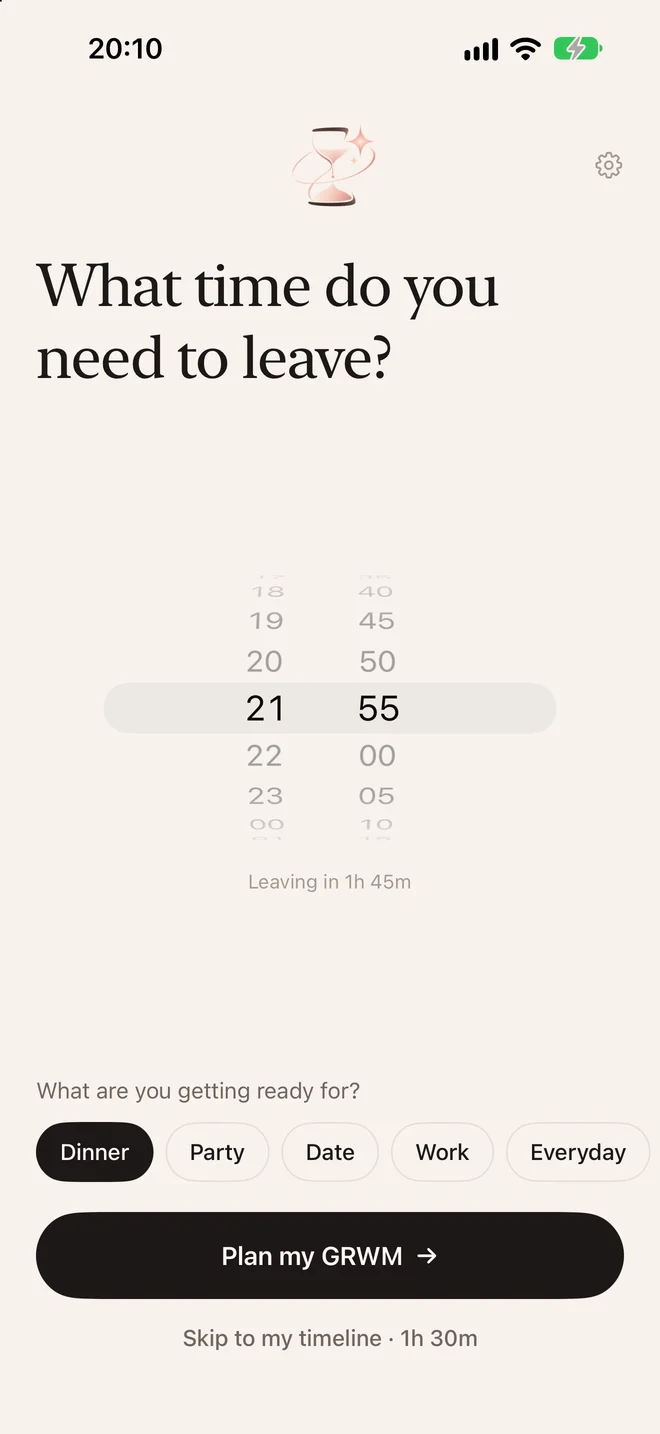 Pick the time you need to leave and what you are getting ready for